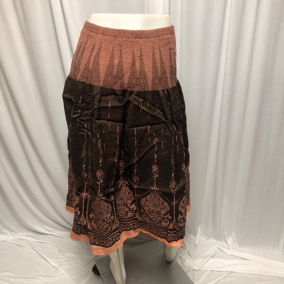Coldwater Creek Skirt Womens Size Petite Medium Brown Orange Broomstick Peasant - Picture 5 of 7